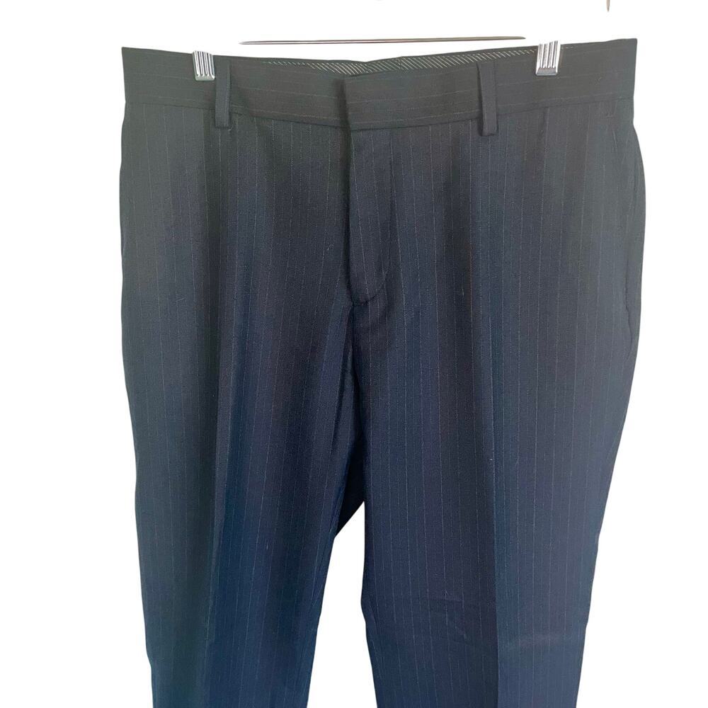 Banana Republic Navy Blue Stripe Pants Tailored Slim Men's Trousers Size 33x34 - Picture 2 of 7